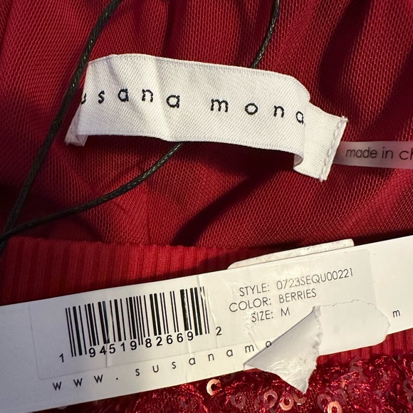 New Red Sequin Strapless Tube Straight Leg Jumpsuit size medium - Picture 6 of 6